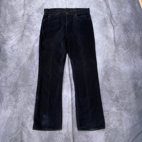 Men's Vintage 80's Levi's Faded Black Cords Corduroy Bootcut Pants Sz 34 x 32 - Picture 1 of 13